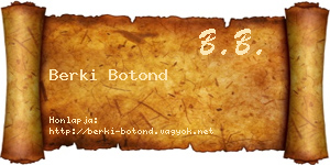 Berki Botond névjegykártya